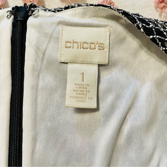 Chico's Sleeveless Black Lace Fit and Flare Knee Length Dress Size 1 Medium 8 - Picture 11 of 12
